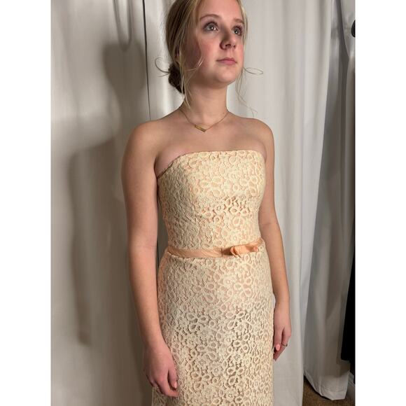 Vintage Vivian Dessy Diamond Dessy Creations strapless boho wedding maxi XS - Picture 15 of 17
